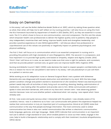 Essay on Dementia