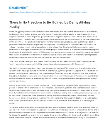 There is No Freedom to Be Gained by Demystifying Nudity