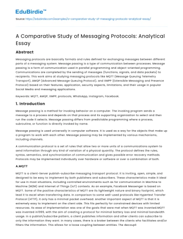 A Comparative Study of Messaging Protocols: Analytical Essay