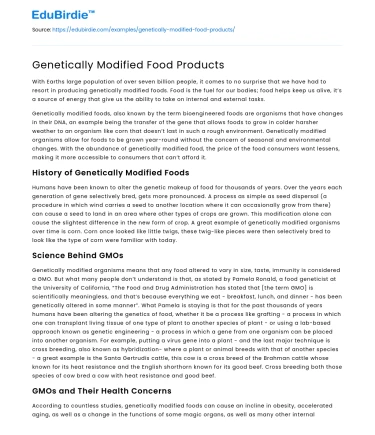 Genetically Modified Food Products