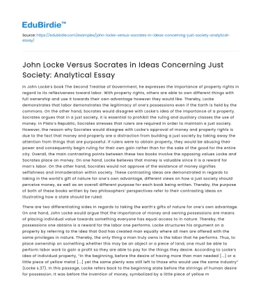 Locke vs Socrates on Just Society