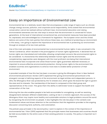 Essay on Importance of Environmental Law