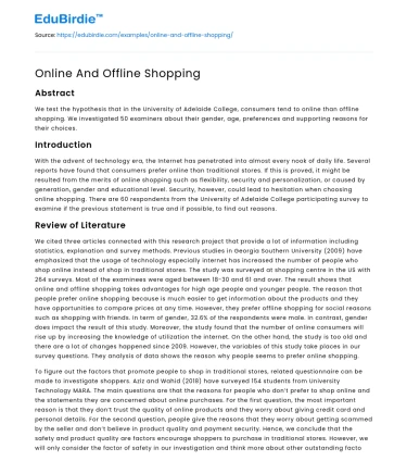 Online And Offline Shopping