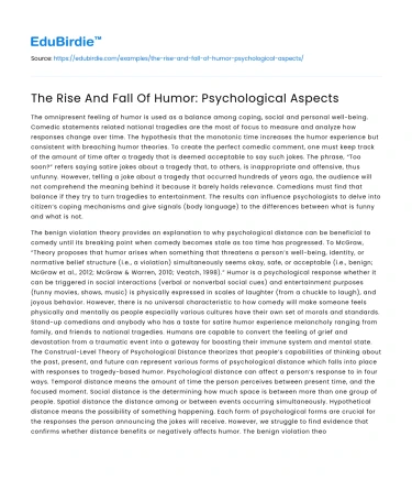 The Rise And Fall Of Humor: Psychological Aspects