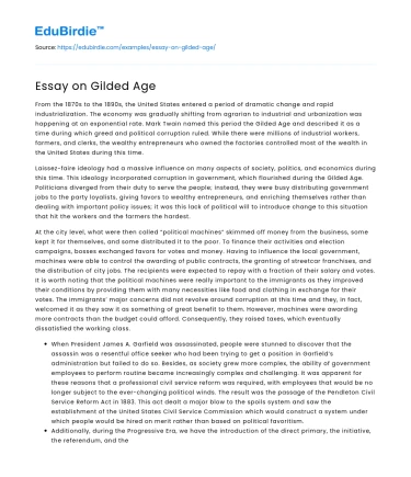 Essay on Gilded Age