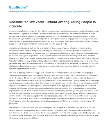 Reasons for Low Voter Turnout Among Young People in Canada