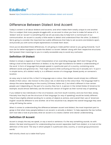 Difference Between Dialect And Accent