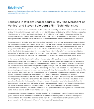 Tensions in ‘The Merchant of Venice’ and ‘Schindler’s List’