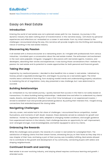 Essay on Real Estate