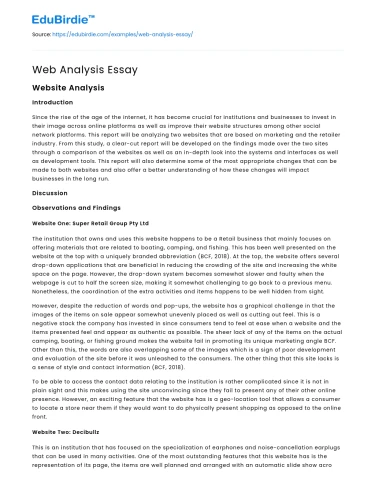 Web Analysis Essay