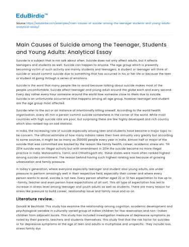 Youth Suicide: Core Influences and Solutions