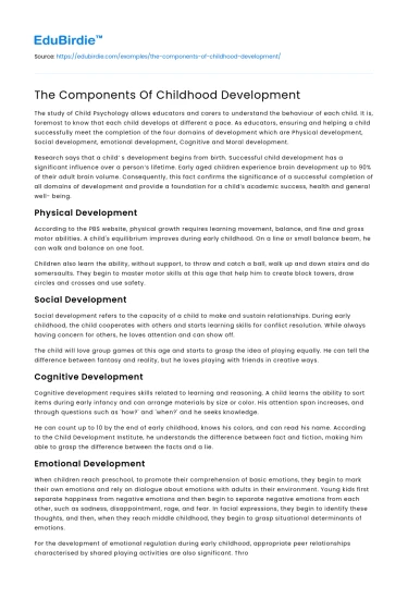 The Components Of Childhood Development