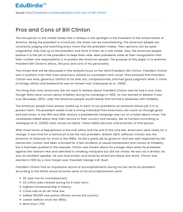 Pros and Cons of Bill Clinton