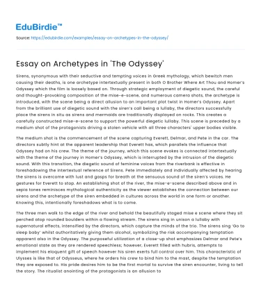 Essay on Archetypes in ‘The Odyssey’