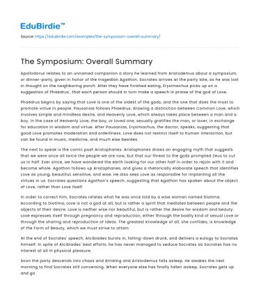 The Symposium: Overall Summary