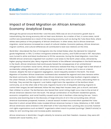 Impact of Great Migration on African American Economy