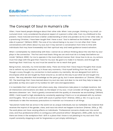 The Concept Of Soul In Human’s Life