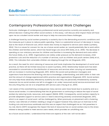 Contemporary Professional Social Work Challenges