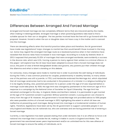 Differences Between Arranged And Forced Marriage