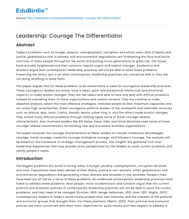 Leadership: Courage The Differentiator