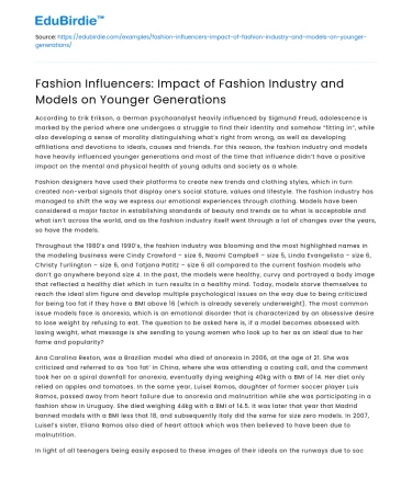 Fashion Influencers: Impact on Younger Generations