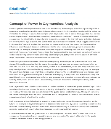 Concept of Power in Ozymandias: Analysis