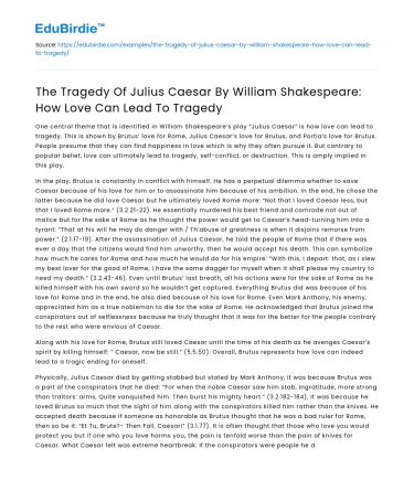 Love’s Tragic Impact in Julius Caesar