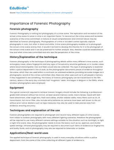 Importance of Forensic Photography