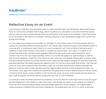 Reflective Essay on an Event