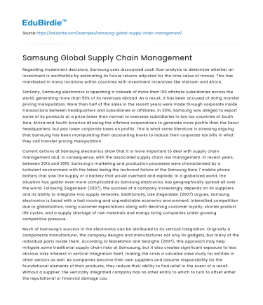 Samsung Global Supply Chain Management