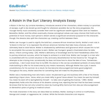 Thematic Exploration in ‘A Raisin in the Sun’