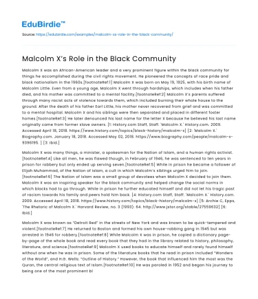 Malcolm X’s Role in the Black Community