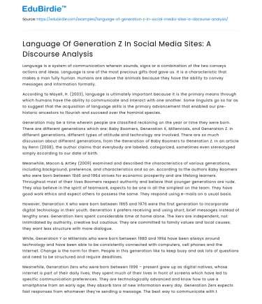 Language Of Generation Z In Social Media Sites: A Discourse Analysis