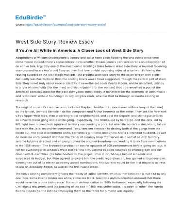 West Side Story: Review Essay