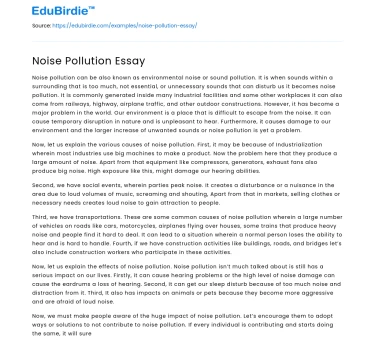 Noise Pollution Essay