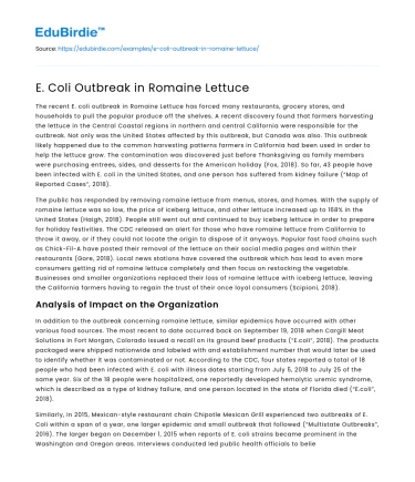 E. Coli Outbreak in Romaine Lettuce