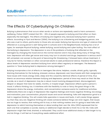 The Effects Of Cyberbullying On Children