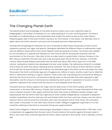 The Changing Planet Earth