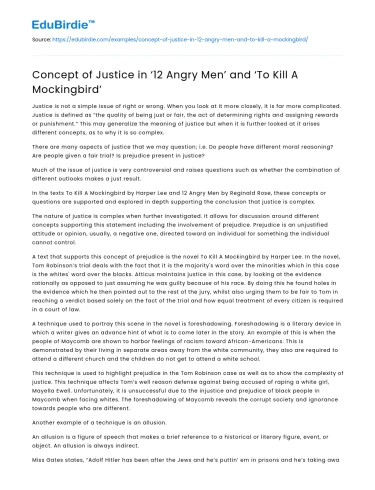 Concept of Justice in ‘12 Angry Men’ and ‘To Kill A Mockingbird’