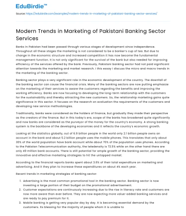 Marketing Pakistani Banking Services