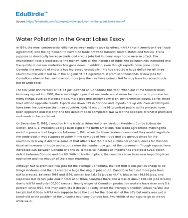 Water Pollution in the Great Lakes