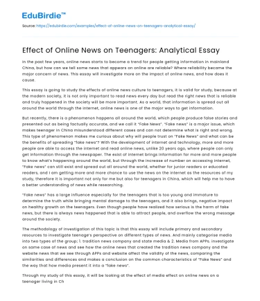 Impact of Digital News on Adolescent Behavior