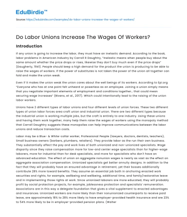 The Impact of Labor Unions on Worker Wages