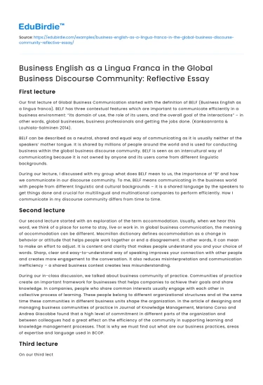 Business English as a Lingua Franca in Global Business