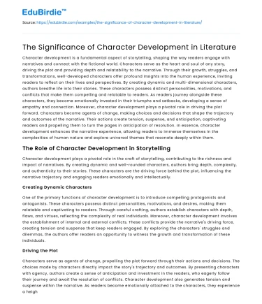 The Significance of Character Development in Literature