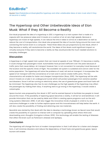 The Hyperloop and Other Unbelievable Ideas of Elon Musk