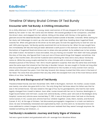 Timeline Of Many Brutal Crimes Of Ted Bundy
