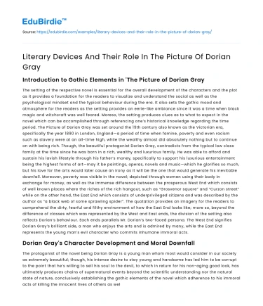 Literary Devices And Their Role In The Picture Of Dorian Gray