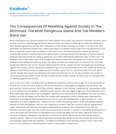 Consequences of Rebelling in Selected Short Stories