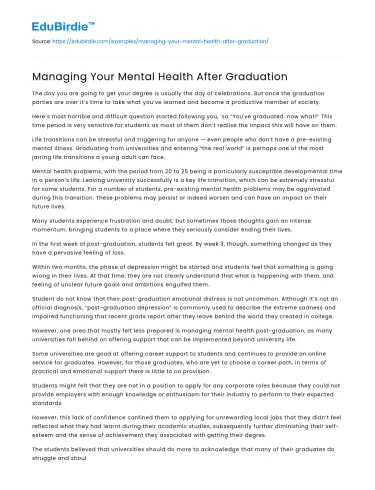 Managing Your Mental Health After Graduation
